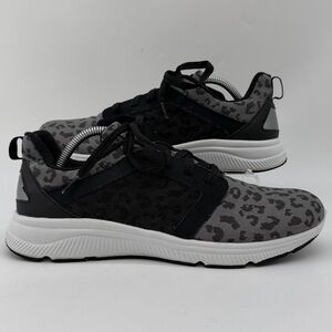 Avia Charcoal Black Cheetah Patterned Flat Laced Women's Size 11.0 Sneakers